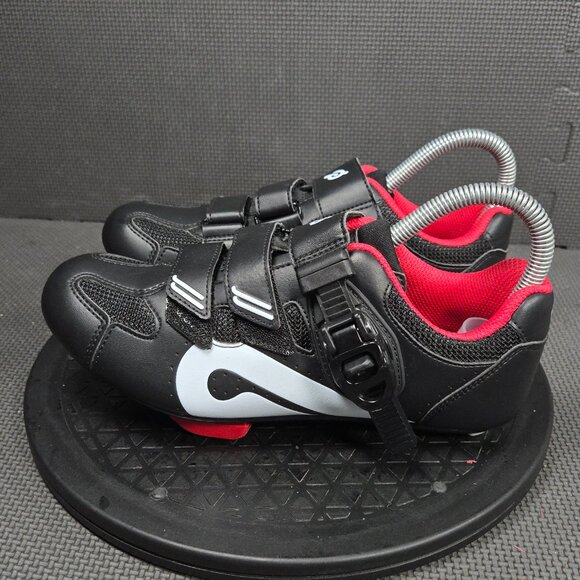 Peloton Cycling Shoes Womens Sz 38 EU 7 US Black Red Classic Athletic Training - Picture 3 of 10